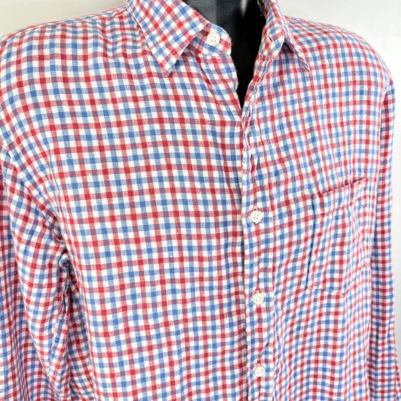 J. Crew Irish Linen Check Button Down Shirt Baird McNutt 43645 - Picture 2 of 6
